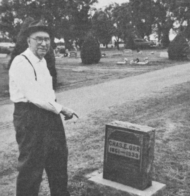 Fred Pruitt at C. E. Orr's grave