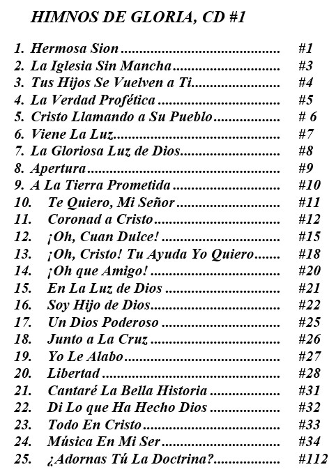Himnos De Gloria, CD #1